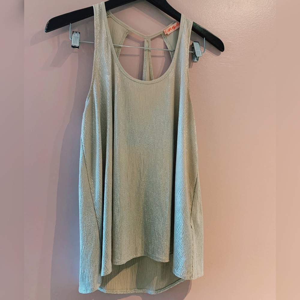 Champagne shimmery top with back detail